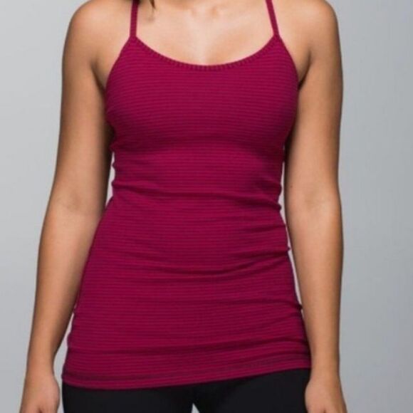 Lululemon Power Y Tank Top Racerback Maroon Stripe Sleeveless Workout Shirt Gym - Picture 4 of 9
